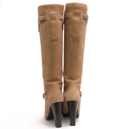 Hermes Long Boots Shoes Suede Leather Beige High Heels Sole — view 4