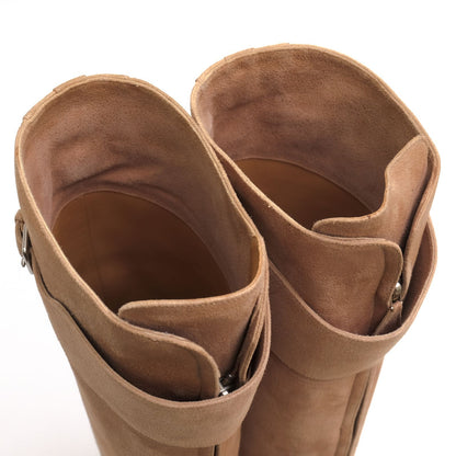 Hermes Long Boots Shoes Suede Leather Beige High Heels Sole — view 5