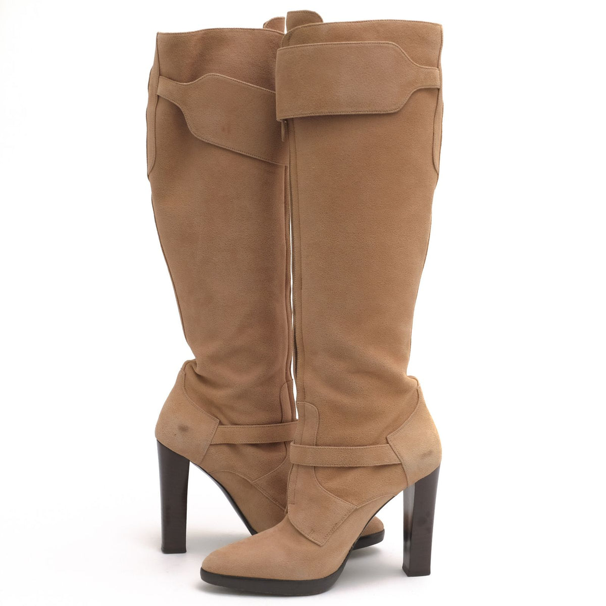 Hermes Long Boots Shoes Suede Leather Beige High Heels Sole — view 3