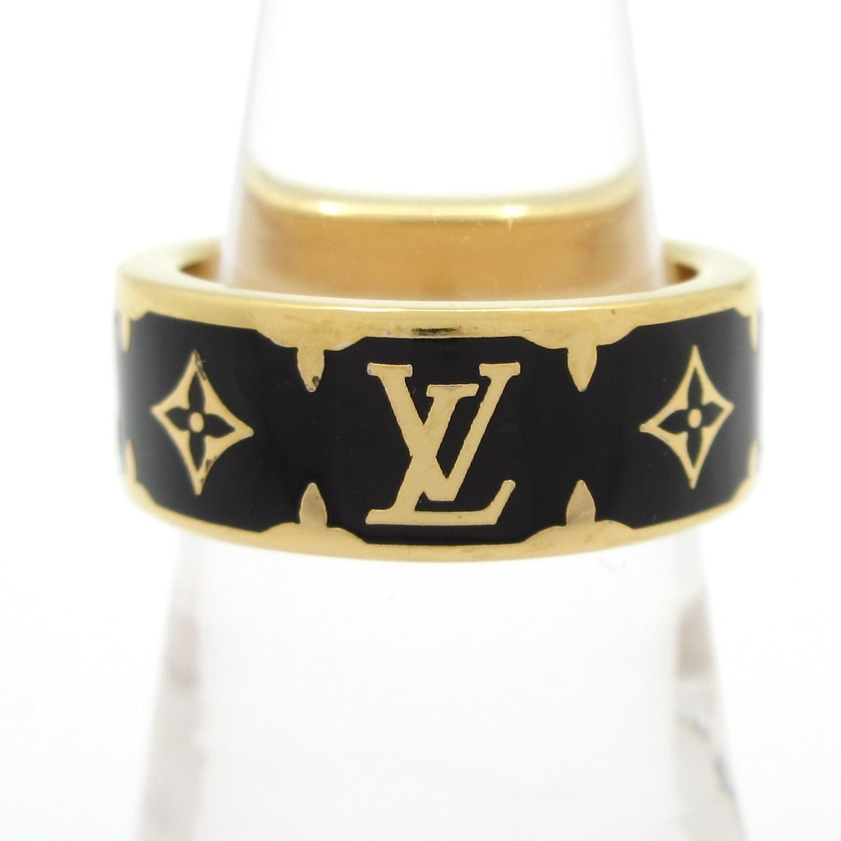 Louis Vuitton Ring S Nanogram Enamel Gold Black