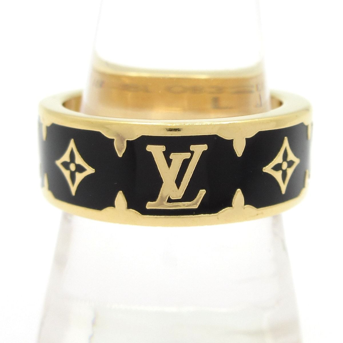 Louis Vuitton Ring L Nanogram Enamel Gold Black