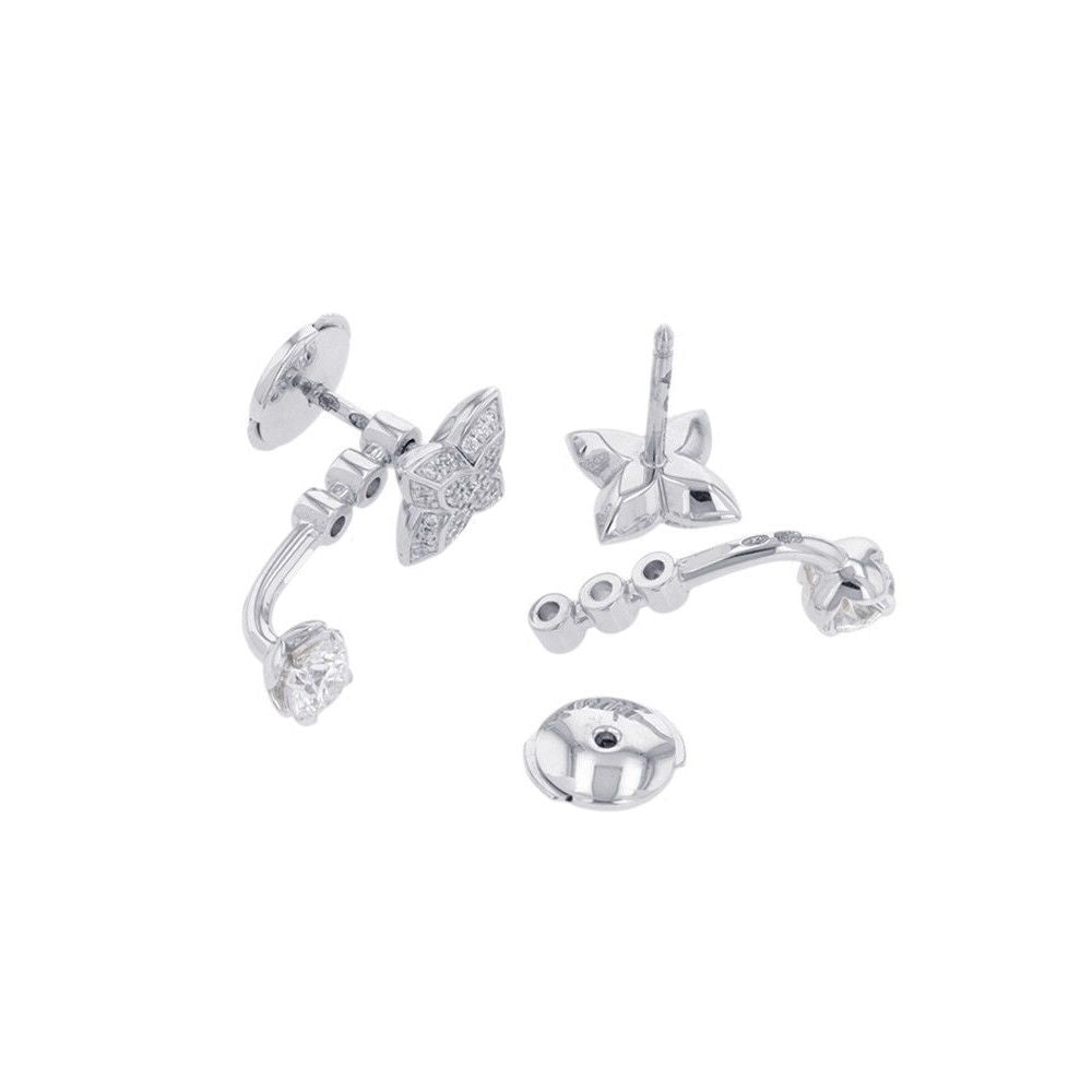 Louis Vuitton Earrings LV Diamond Double Round Center Stone Total 18k White Gold — view 4