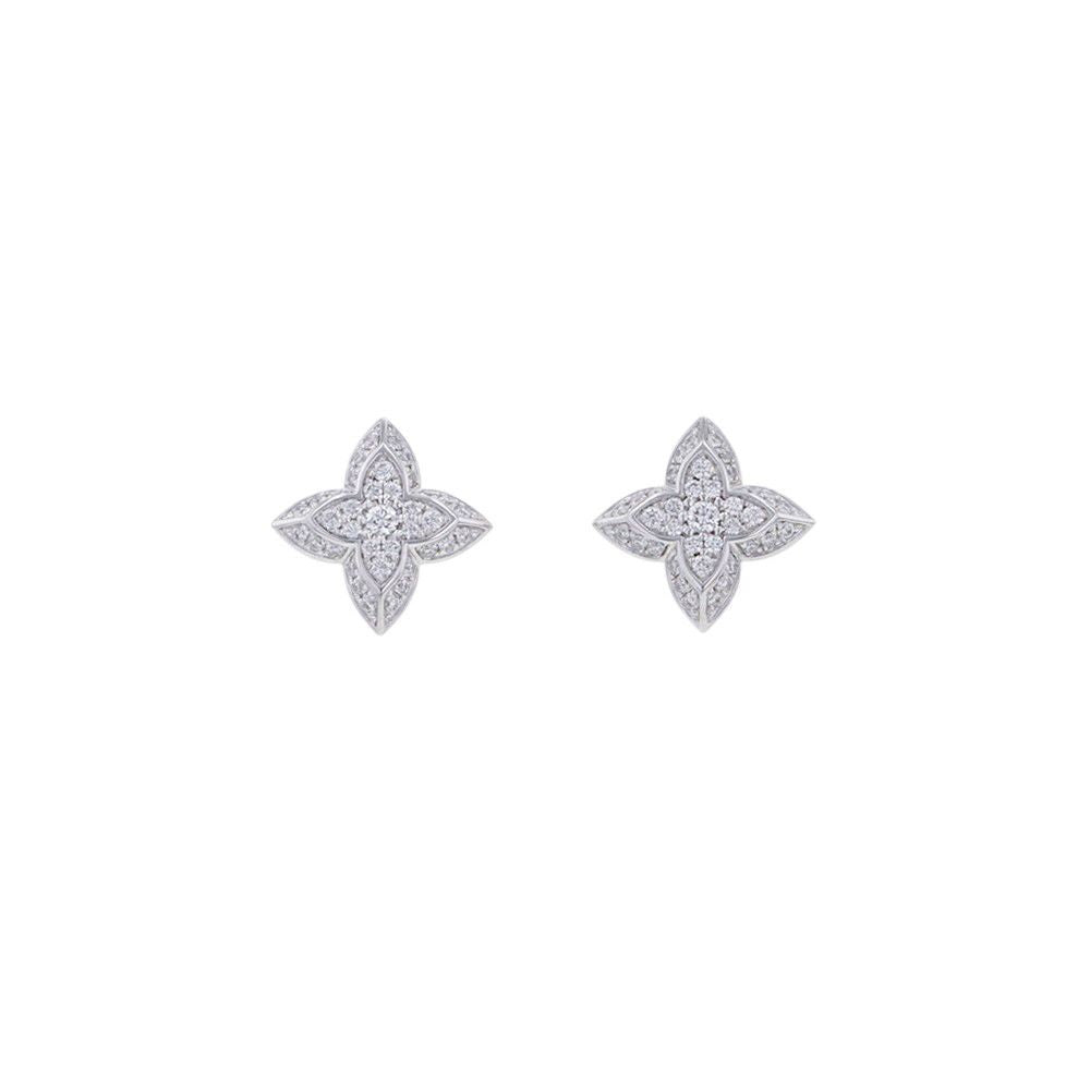 Louis Vuitton Earrings LV Diamond Double Round Center Stone Total 18k White Gold — view 2