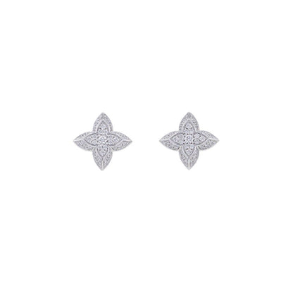 Louis Vuitton Earrings LV Diamond Double Round Center Stone Total 18k White Gold — view 2