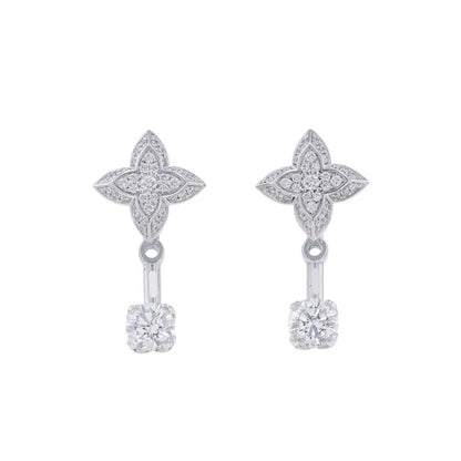 Louis Vuitton Earrings LV Diamond Double Round Center Stone Total 18k White Gold