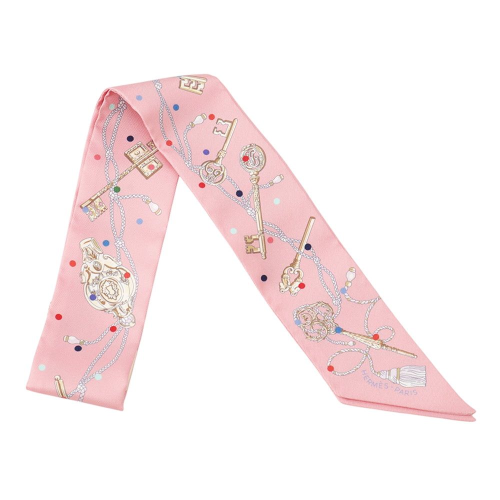 Hermes Scarf Twilly les Cles a Pois Silk Twill