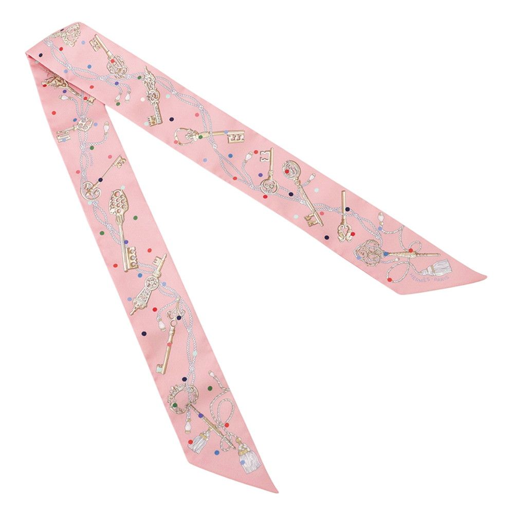 Hermes Scarf Twilly les Cles a Pois Silk Twill — view 3