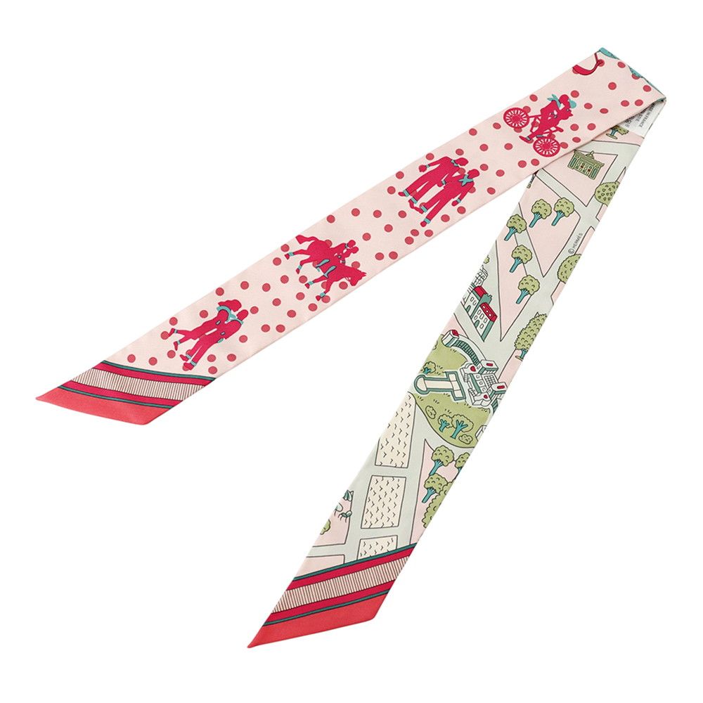 Hermes Scarf Twilly New Paris Lovers les Nouveaux Amoureux de Silk Twill — view 2