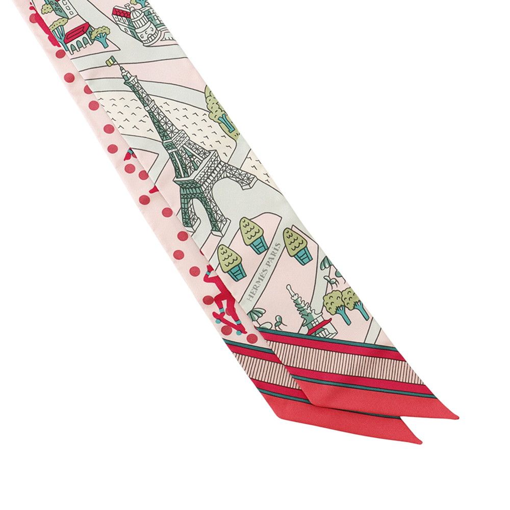 Hermes Scarf Twilly New Paris Lovers les Nouveaux Amoureux de Silk Twill — view 4