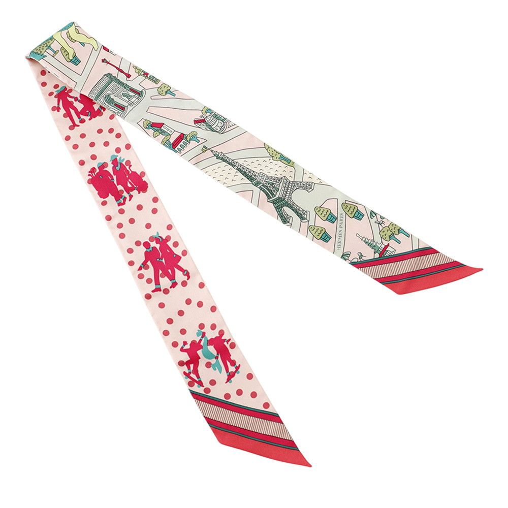 Hermes Scarf Twilly New Paris Lovers les Nouveaux Amoureux de Silk Twill — view 3