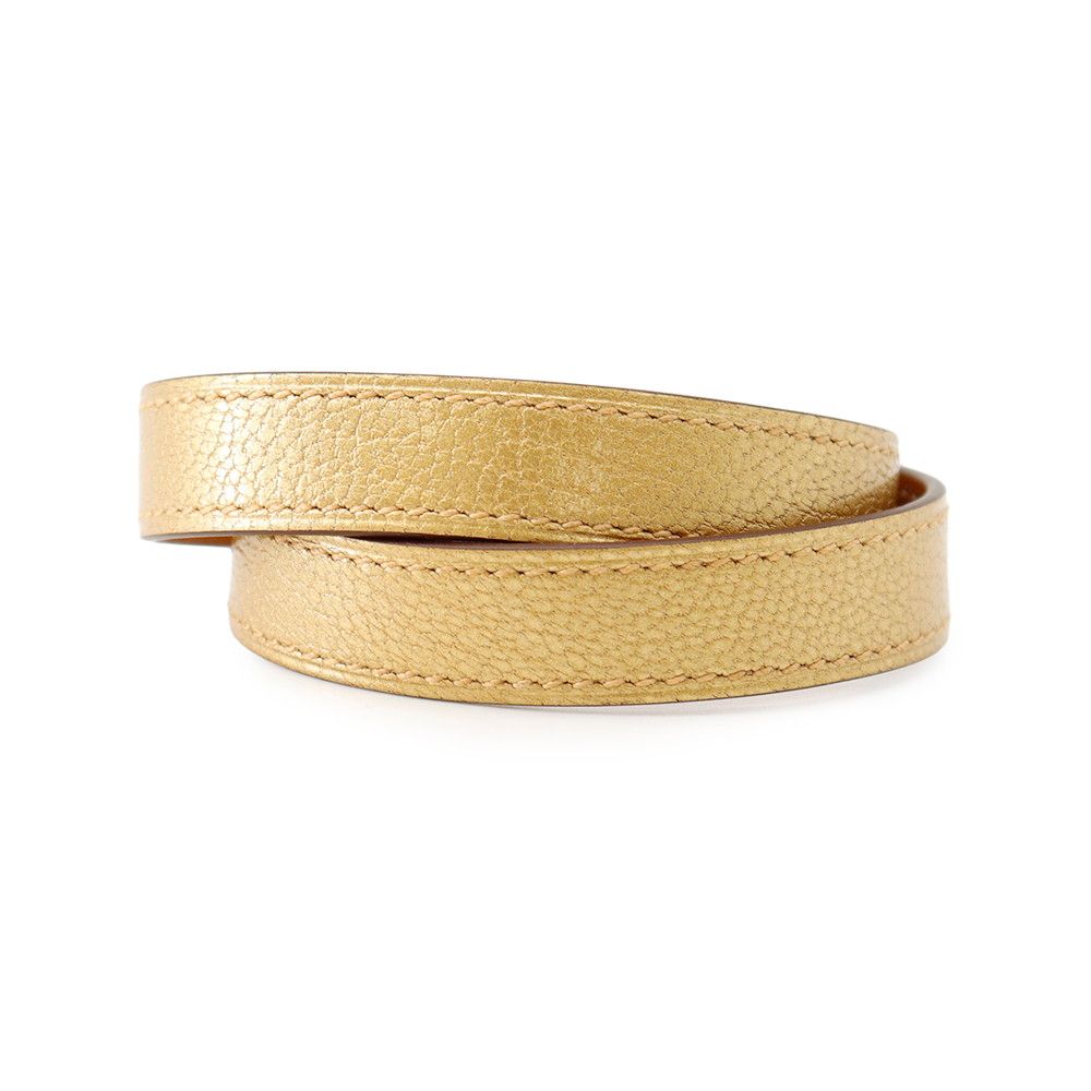 Hermes Bracelet Kelly Double Tour Dore Silver Chevre Chamkila T3 — view 3