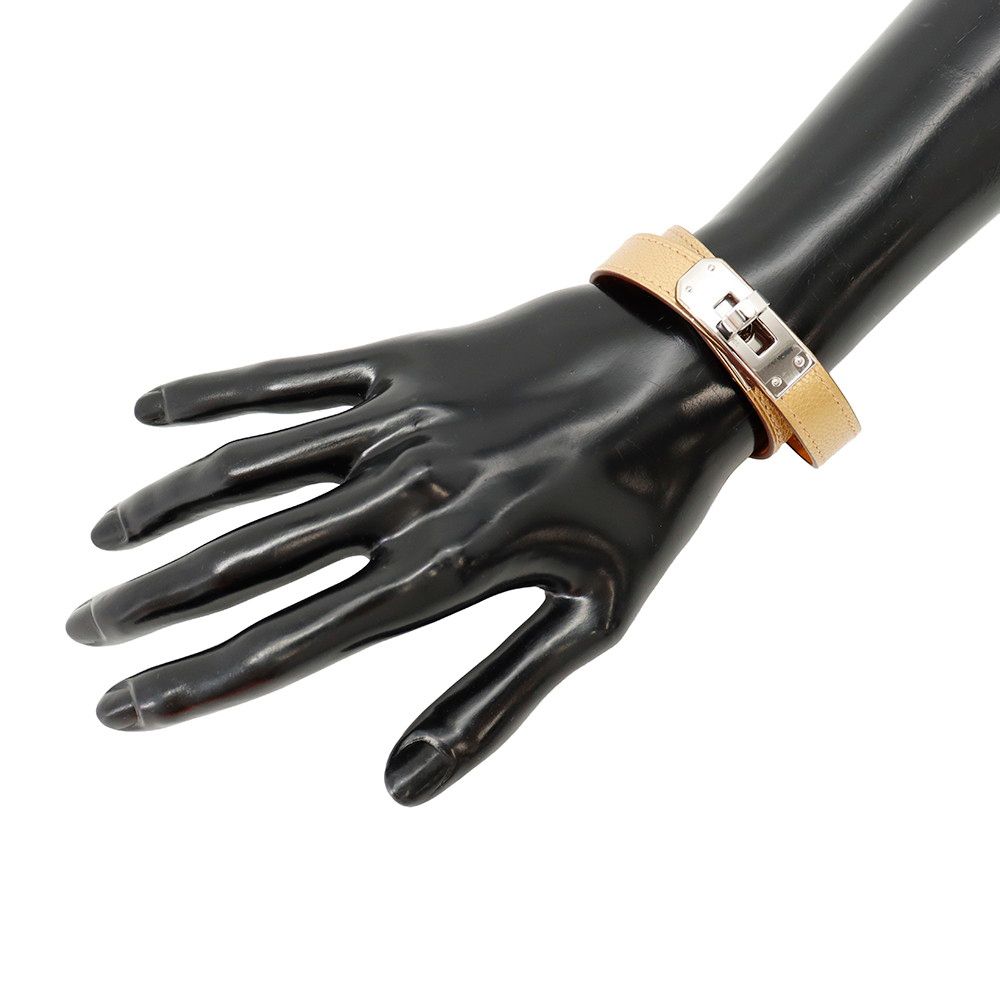 Hermes Bracelet Kelly Double Tour Dore Silver Chevre Chamkila T3 — view 4