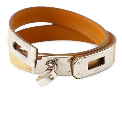 Hermes Bracelet Kelly Double Tour Dore Silver Chevre Chamkila T3 — view 5