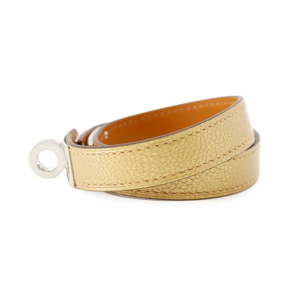 Hermes Bracelet Kelly Double Tour Dore Silver Chevre Chamkila T3 — view 2