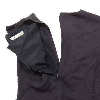 Dior Dress Pleats Short Length French Sleeve V-neck Black 36 — view 5