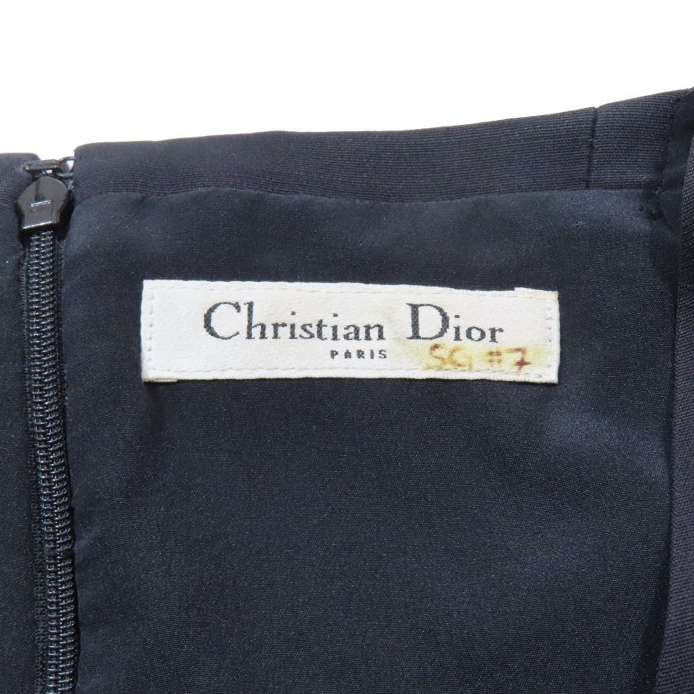 Dior Dress Pleats Short Length French Sleeve V-neck Black 36 — view 6