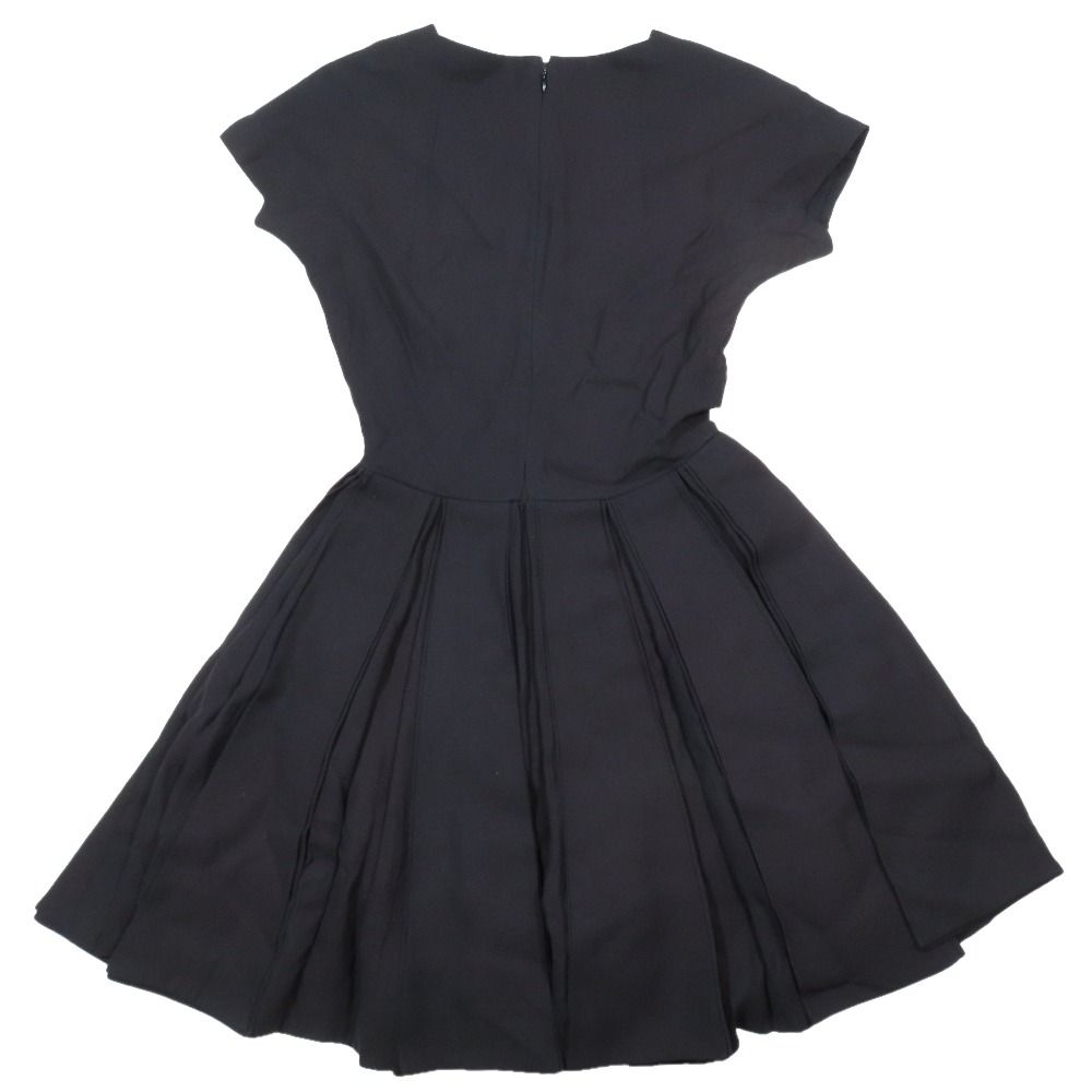 Dior Dress Pleats Short Length French Sleeve V-neck Black 36 — view 2