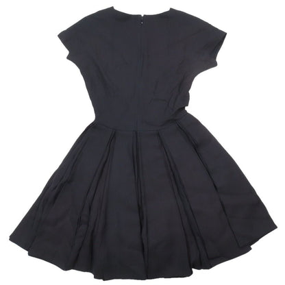 Dior Dress Pleats Short Length French Sleeve V-neck Black 36 — view 2