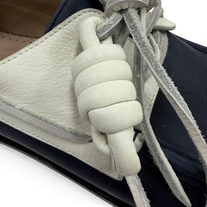 Loewe Campo Logo Stamp Leather Boat Shoes Deck Navy Ivory — view 7