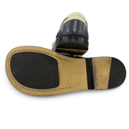 Loewe Campo Logo Stamp Leather Boat Shoes Deck Navy Ivory — view 4