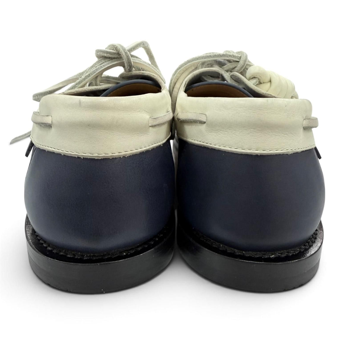 Loewe Campo Logo Stamp Leather Boat Shoes Deck Navy Ivory — view 3