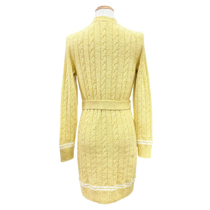Chanel Lion Button Belt V-neck Long Sleeve Knit Long Cardigan Yellow 34 — view 5