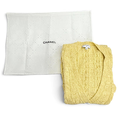 Chanel Lion Button Belt V-neck Long Sleeve Knit Long Cardigan Yellow 34 — view 2