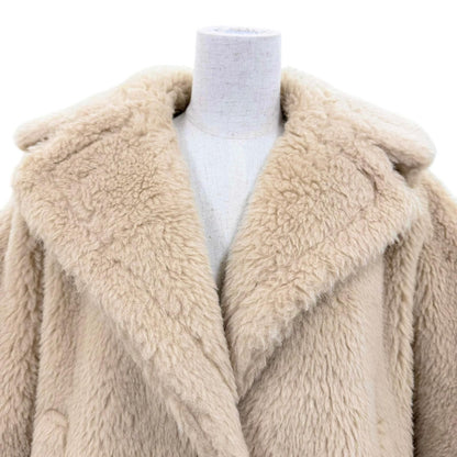 Max Mara Teddy Bear Alpaca Silk Blend Cape Poncho Coat Beige — view 2