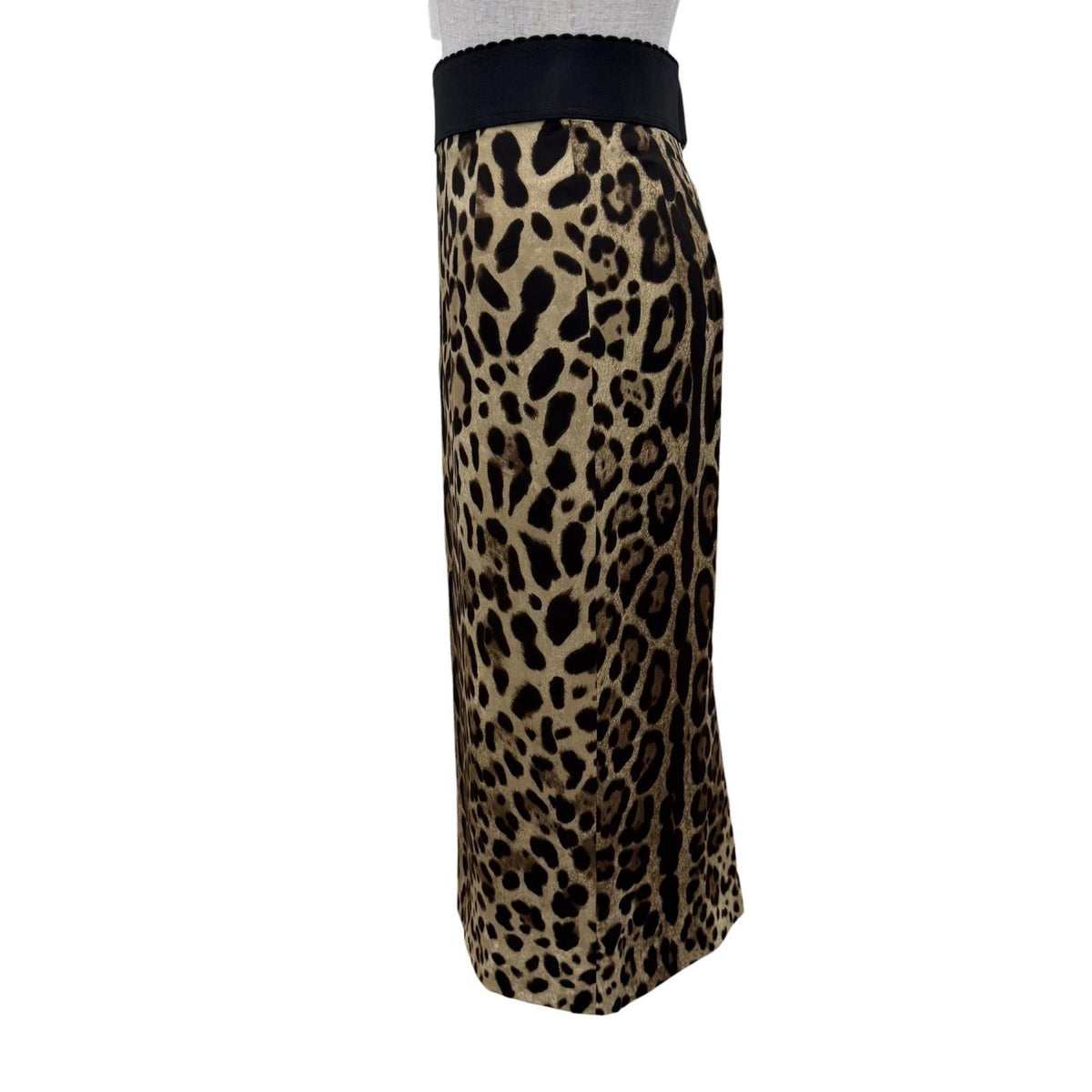 Dolce & Gabbana Silk Leopard Print Long Skirt Beige Brown 38 — view 3