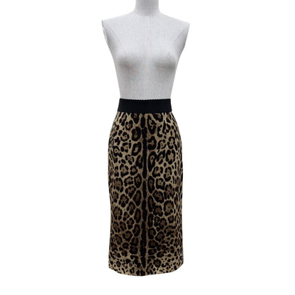 Dolce & Gabbana Silk Leopard Print Long Skirt Beige Brown 38 — view 2