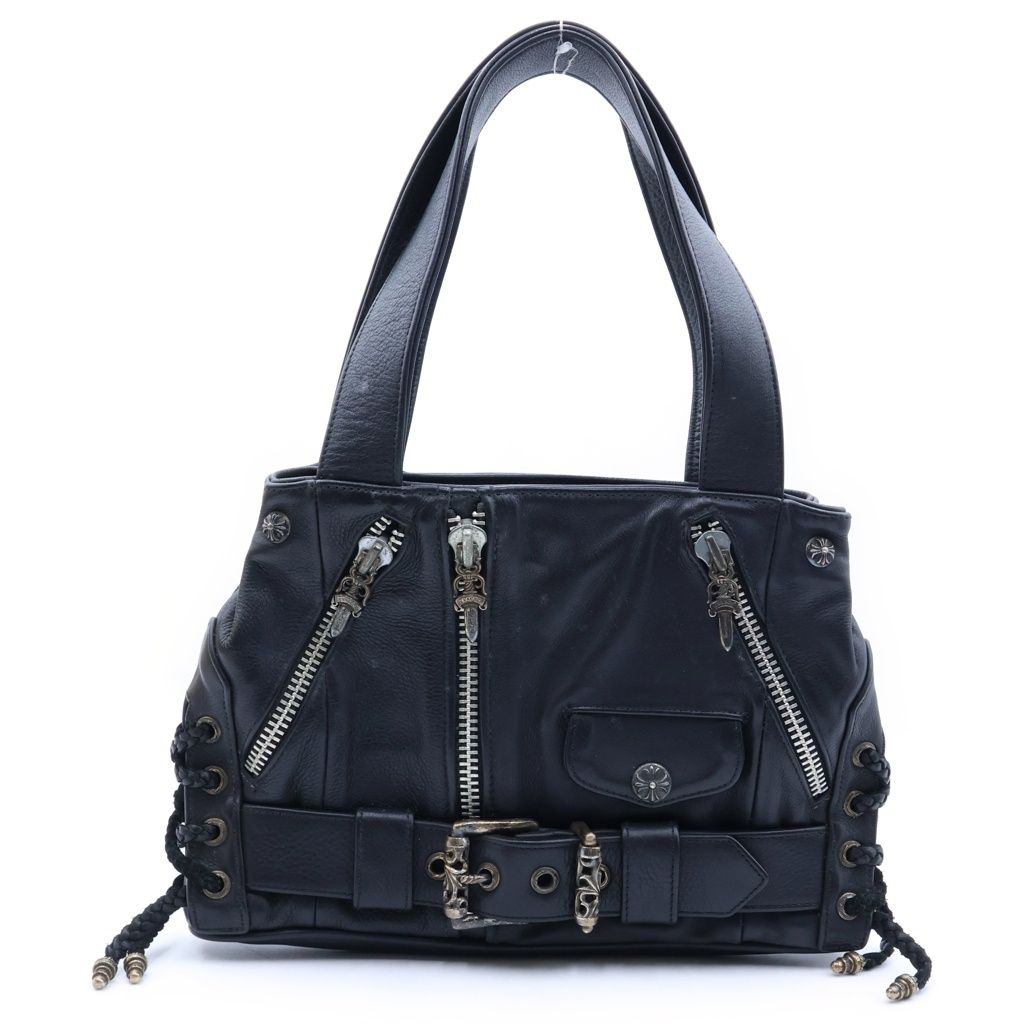 Chrome Hearts JJ Dean Small Leather Rider's Jacket Handbag Black Silver