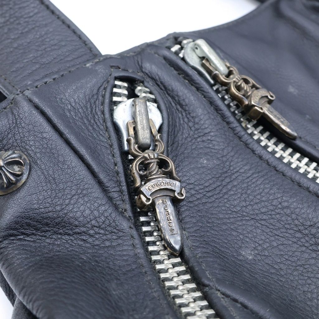 Chrome Hearts JJ Dean Small Leather Rider's Jacket Handbag Black Silver — view 6