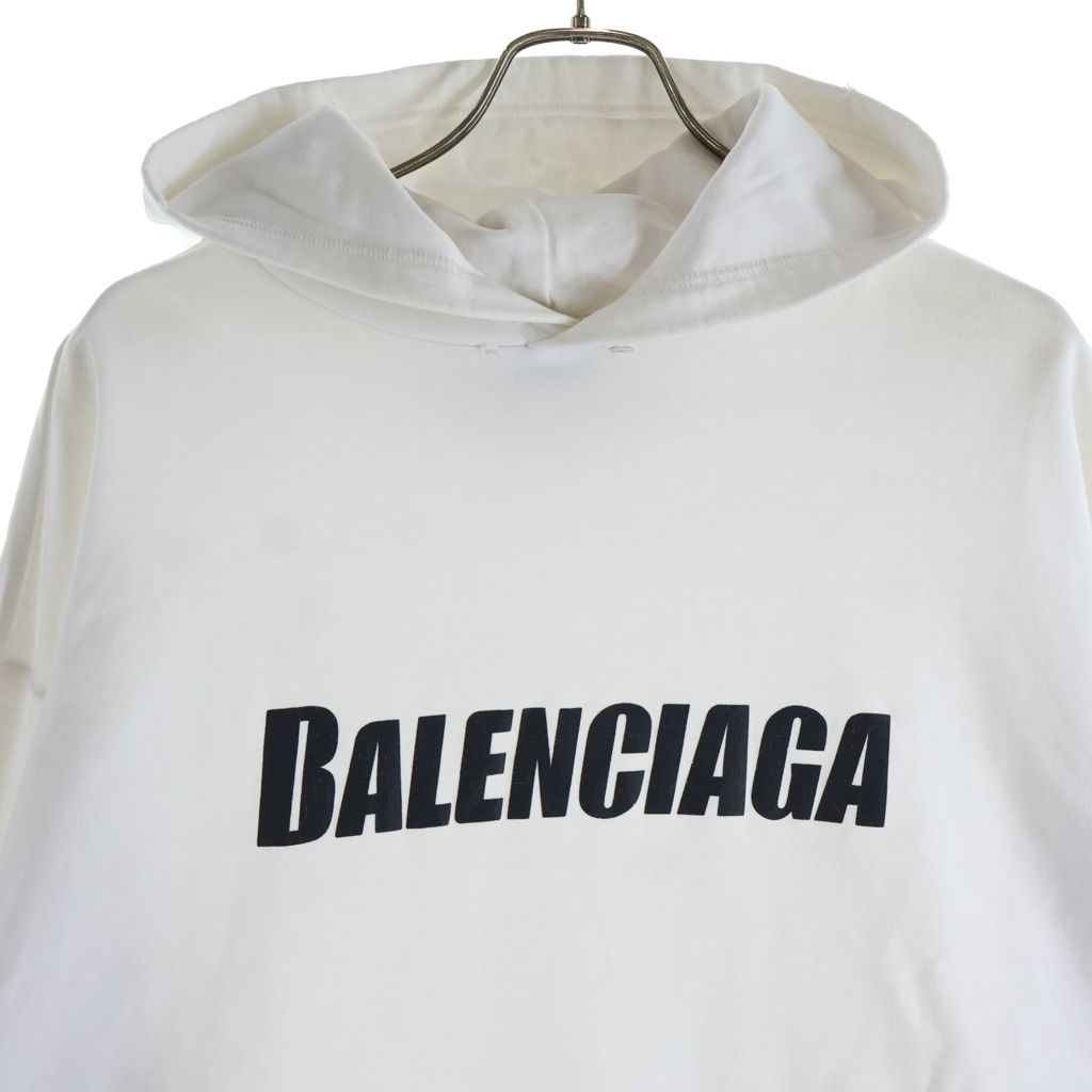 Balenciaga Destroyed Hoodie Oversized Distressed Pullover White Tnvl — view 3