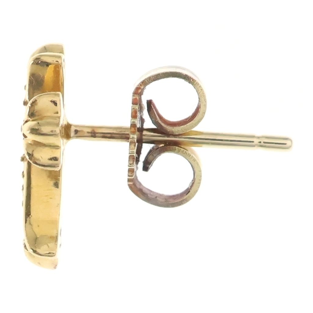 Chrome Hearts 22k CH Cross 2 Fat Pave Diamond CH Fat Stud Earrings Gold — view 3