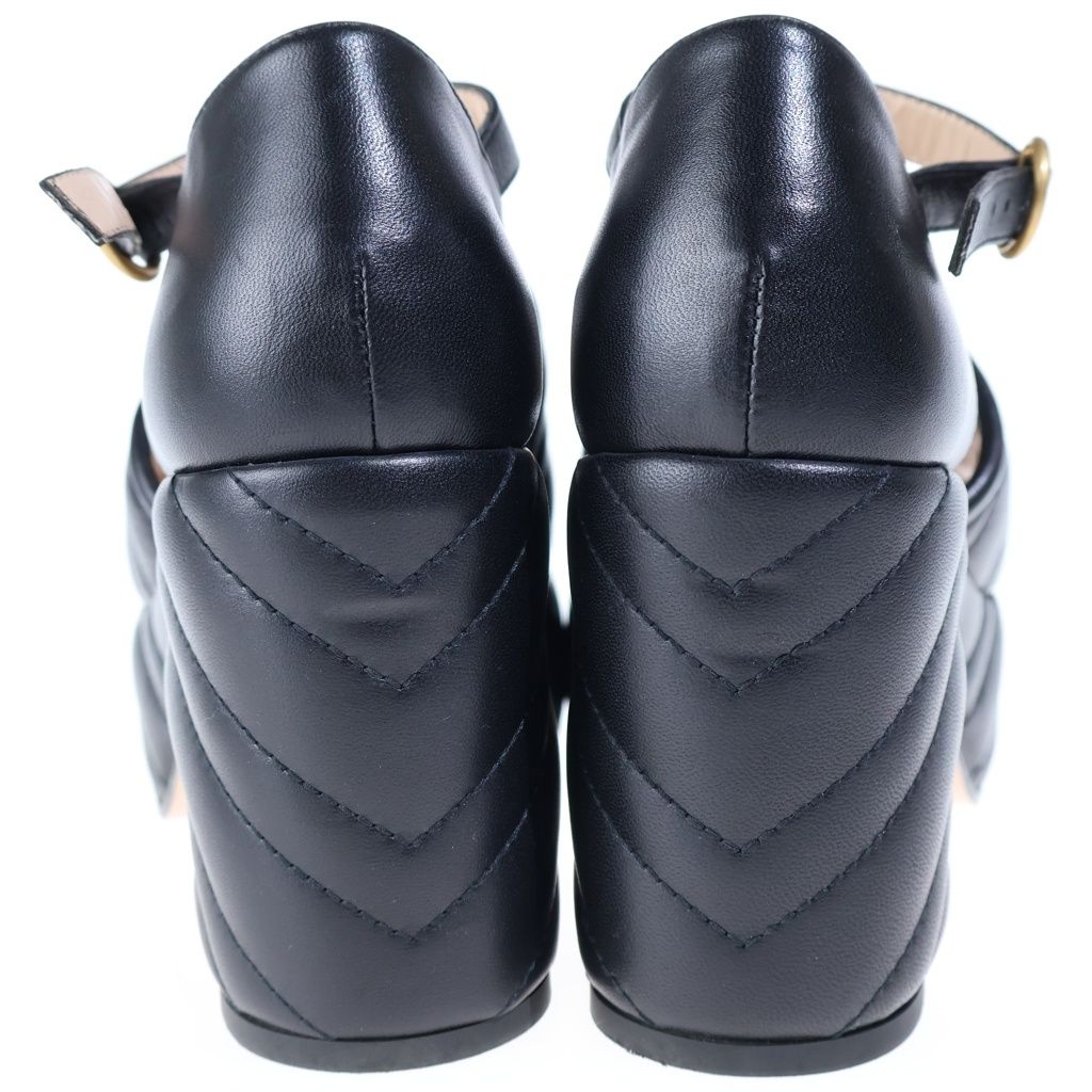 Gucci GG Marmont Platform Sandals Leather Black — view 3