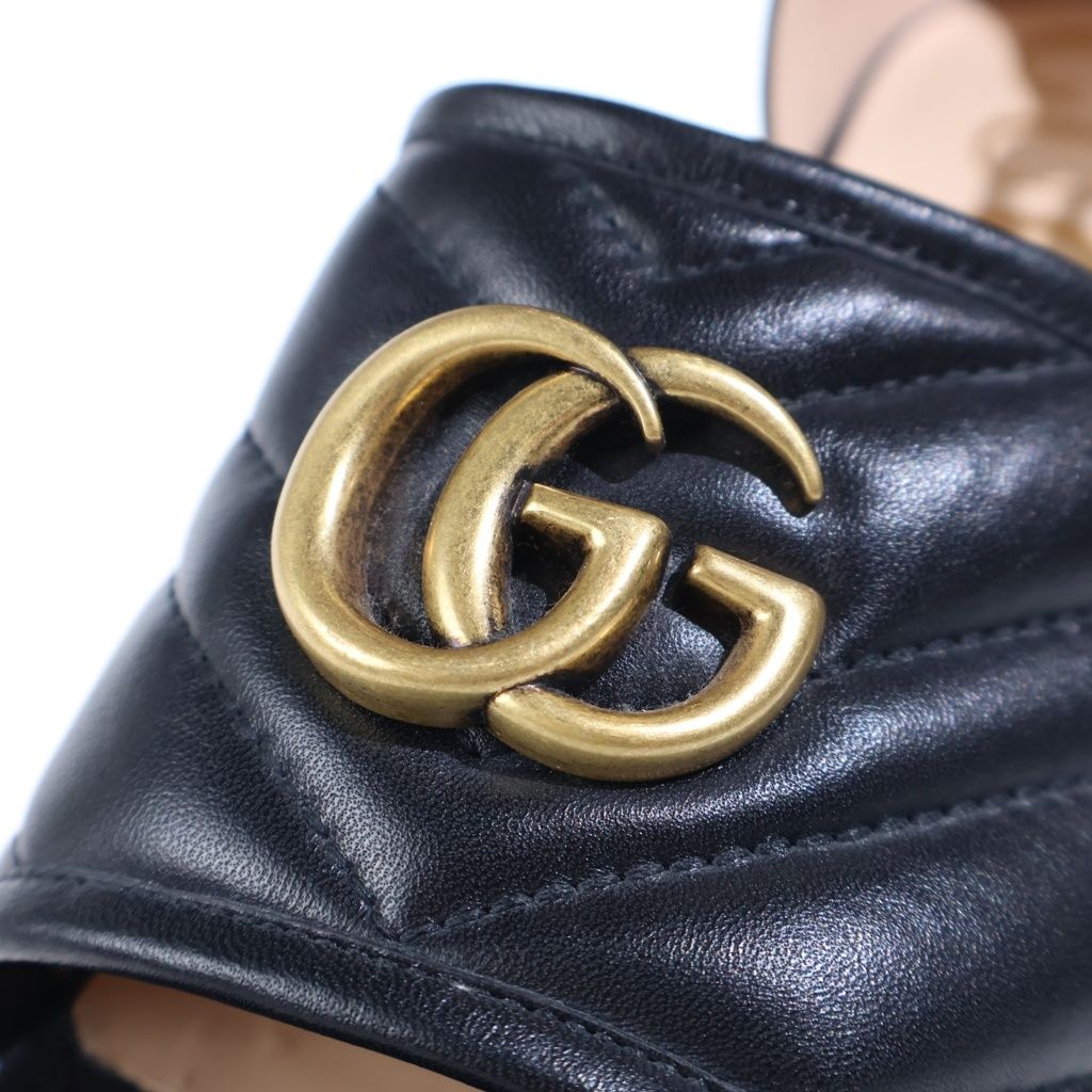 Gucci GG Marmont Platform Sandals Leather Black — view 6