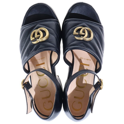 Gucci GG Marmont Platform Sandals Leather Black — view 4