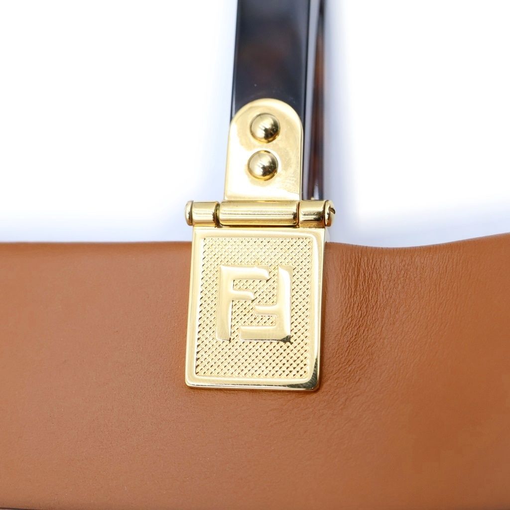 Fendi Sunshine Medium Tote Bag Brown Leather Gold — view 6