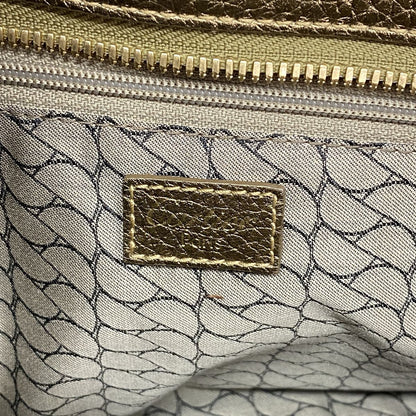Cartier Shoulder Bag Ladogna Suede Leather Brown Metallic Gold — view 5