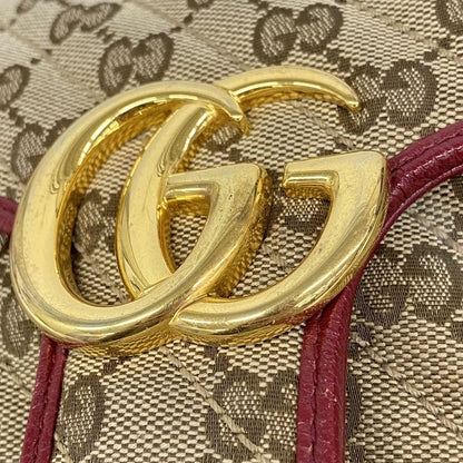 Gucci Shoulder Bag GG Canvas Marmont Beige Red Gold — view 8
