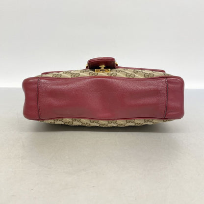 Gucci Shoulder Bag GG Canvas Marmont Beige Red Gold — view 3