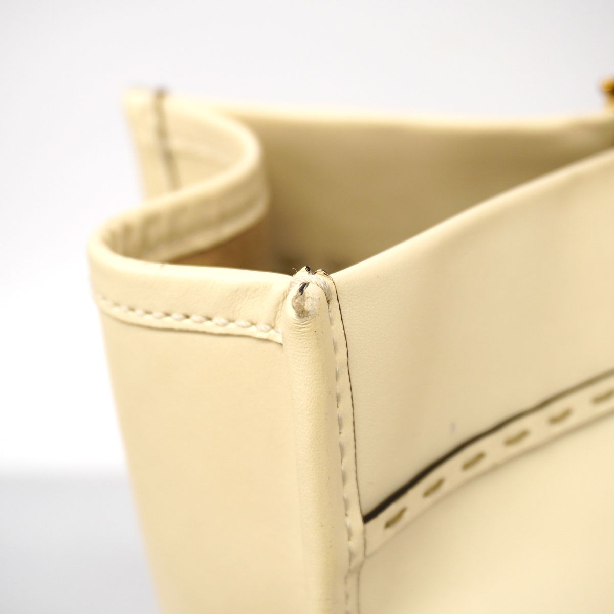 Fendi Tote Bag Sunshine Leather Ivory Gold 2-Way — view 7