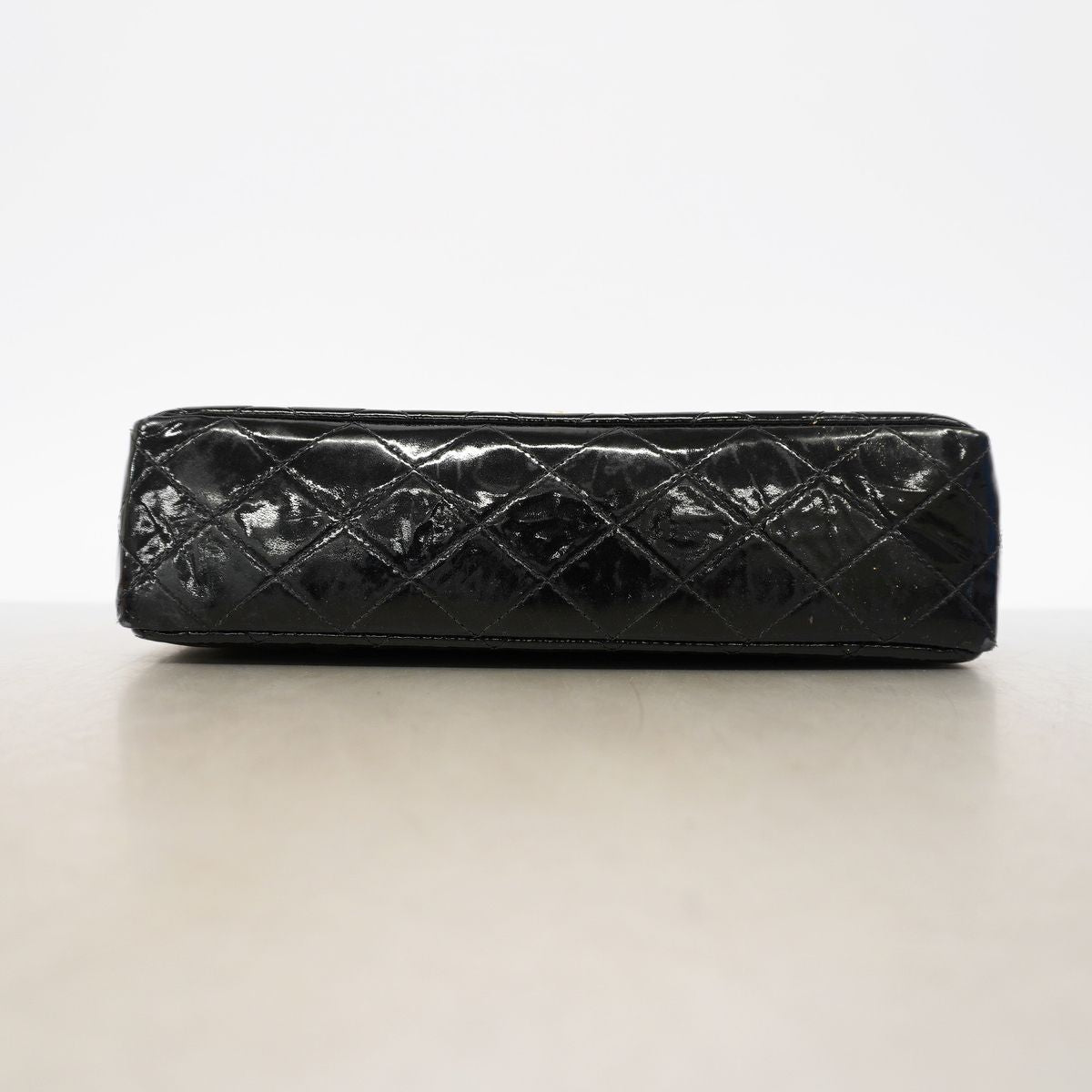 Chanel Shoulder Bag Quilted Patent Leather Black Gold — view 3