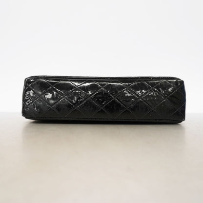 Chanel Shoulder Bag Quilted Patent Leather Black Gold — view 3