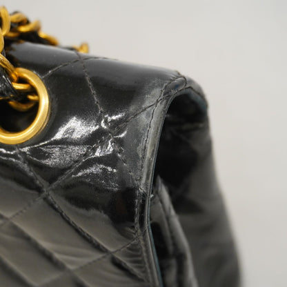 Chanel Shoulder Bag Quilted Patent Leather Black Gold — view 7