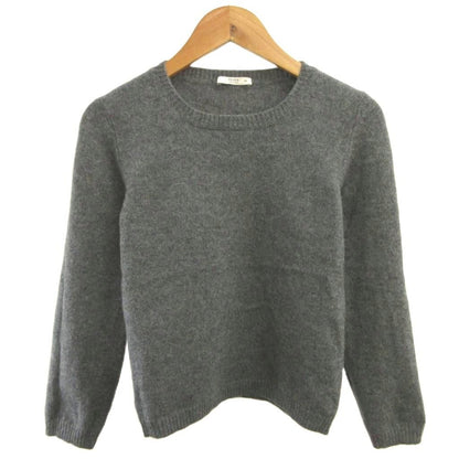 Prada Cashmere Knit Elbow Patch Long Sleeve Gray Round Neck Top Sweater 38