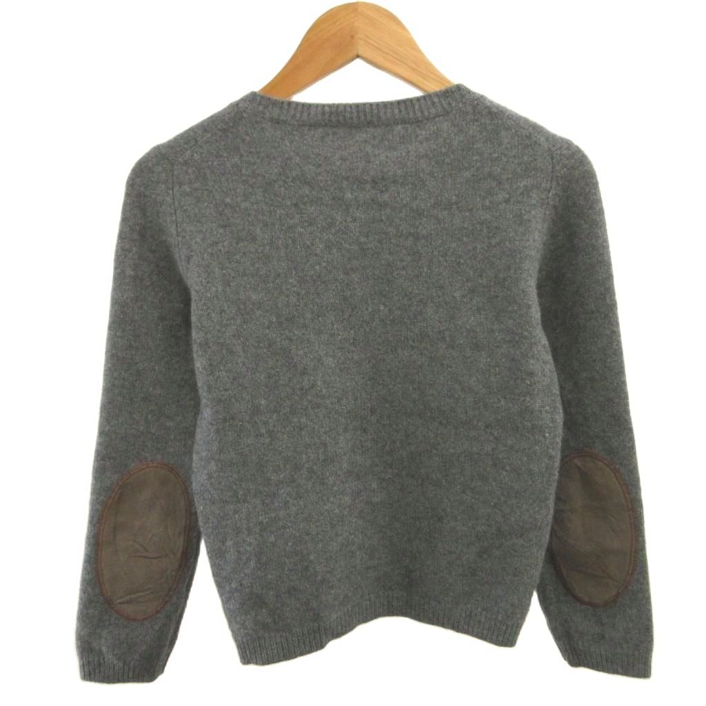 Prada Cashmere Knit Elbow Patch Long Sleeve Gray Round Neck Top Sweater 38 — view 2