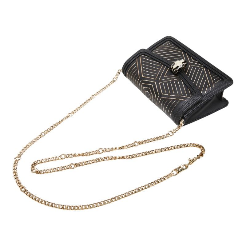 Bvlgari Serpenti Diamond Blast Chain Shoulder Bag Crossbody Black Leather — view 4