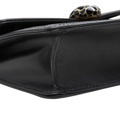 Bvlgari Serpenti Diamond Blast Chain Shoulder Bag Crossbody Black Leather — view 7