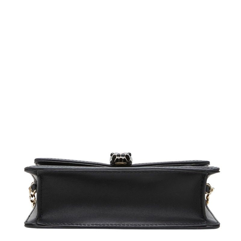 Bvlgari Serpenti Diamond Blast Chain Shoulder Bag Crossbody Black Leather — view 3